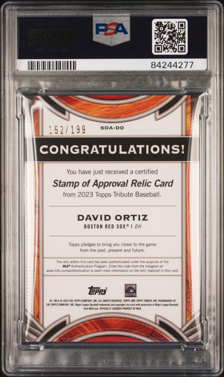 2023 TOPPS TRIBUTE STAMP OF APPROVAL RELIC [#152/199] #SOADO DAVID ORTIZ PSA 9