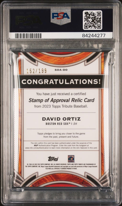 2023 TOPPS TRIBUTE STAMP OF APPROVAL RELIC [#152/199] #SOADO DAVID ORTIZ PSA 9