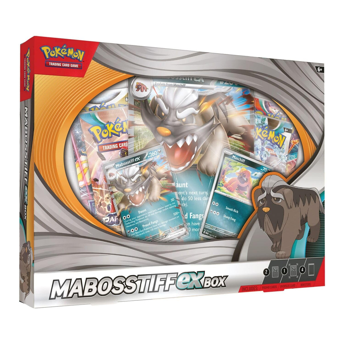 Pokémon TCG: Mabosstiff ex Box (2 Foil Promo Cards, 1 Foil Oversize Card & 4 Booster Packs)