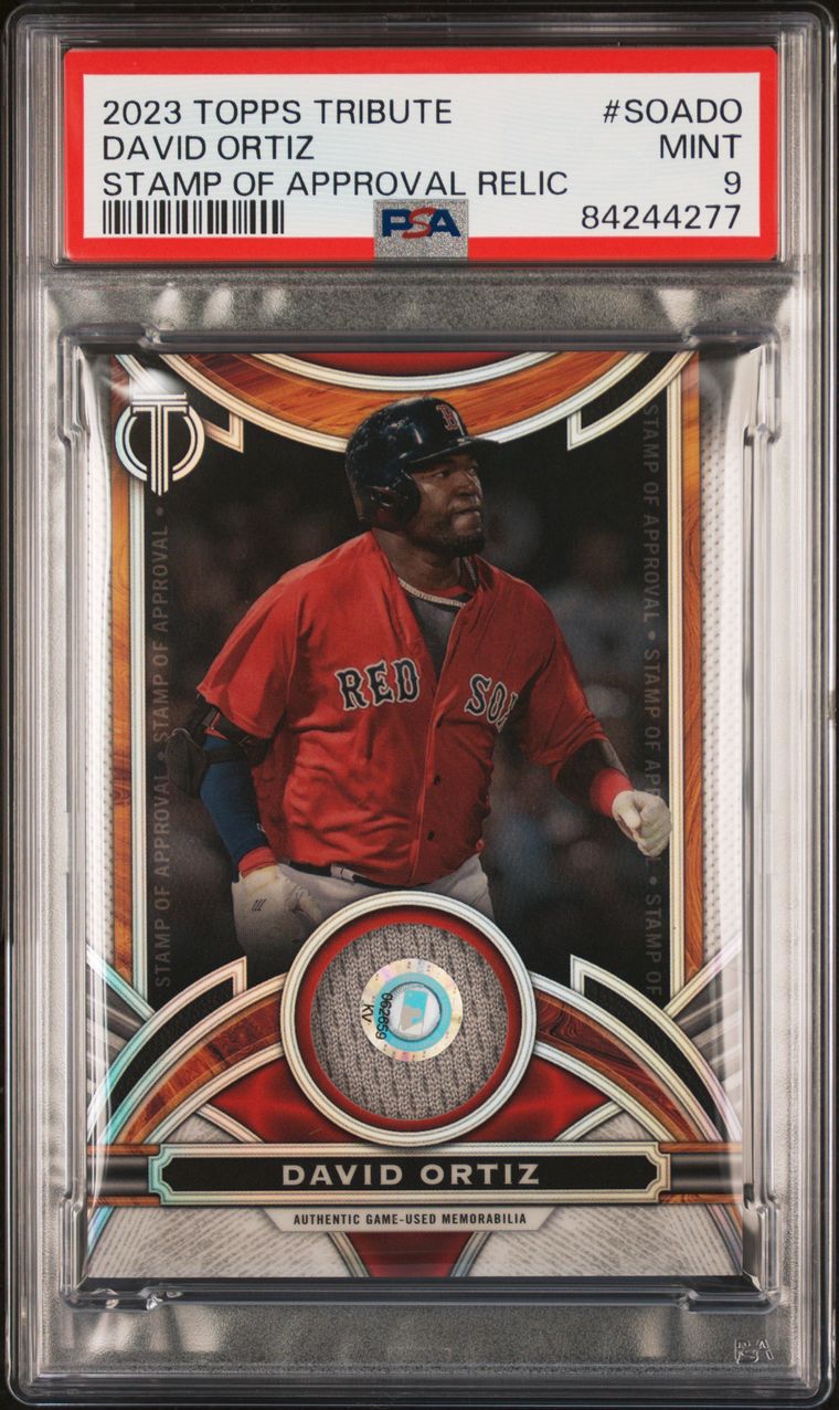 2023 TOPPS TRIBUTE STAMP OF APPROVAL RELIC [#152/199] #SOADO DAVID ORTIZ PSA 9