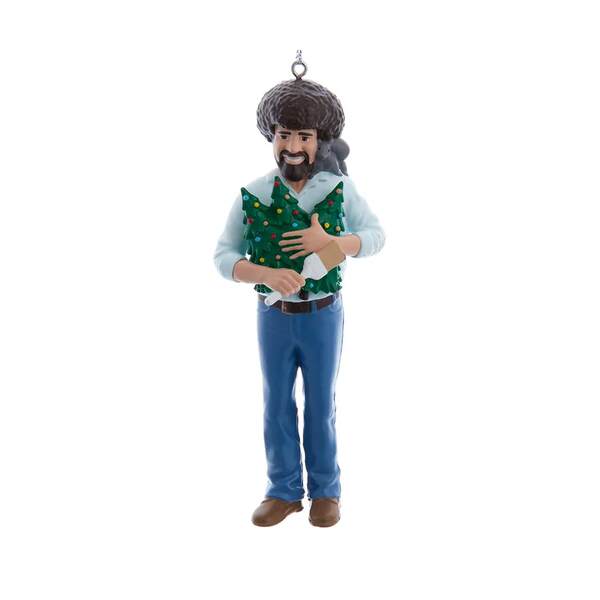 Kurt Adler Bob Ross with Christmas Trees Ornament 5-inch